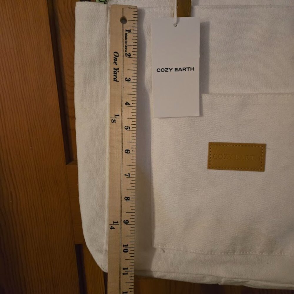 NWT Cozy Earth white small tote cotton canvas bag - Picture 4 of 6